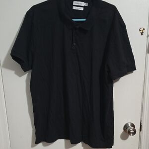 Calvin Klein Black Polo Shirt Smooth Cotton Blend